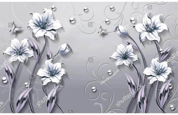 Фотообои Серебристые цветы