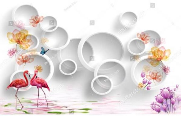 Фотообои Фламинго абстракция круги