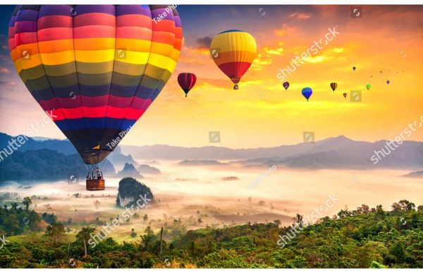 Фотообои Воздушные шары над лесом