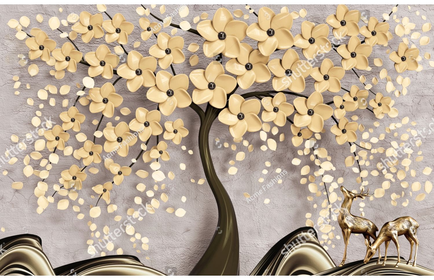 Купить фотообои Золотое цветочное дерево арт. 109075 на стену: цены, фото,  каталог - интернет-магазин «LIKE»
