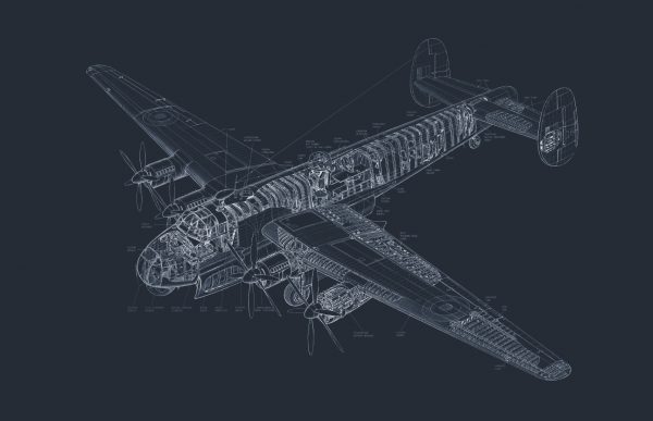 Фотообои Детализация самолета тёмно-синяя