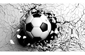 Фотообои Футбольный мяч сквозь стену