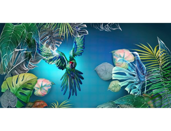 Фотообои Попугай в голубых джунглях