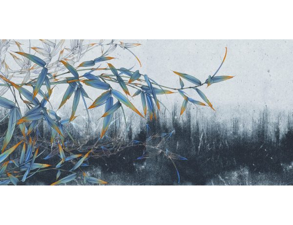 Фотообои Иллюстрация бамбука на синем фоне