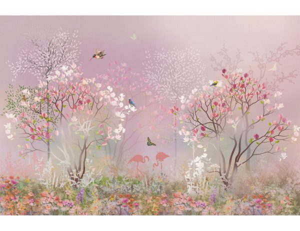 Фотообои Сказочный сад с фламинго вариант 2