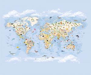 Фотообои Карта мира синяя без техники