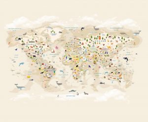 Фотообои Карта мира бежевая без техники
