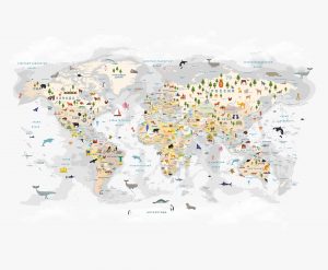 Фотообои Карта мира светлая без техники