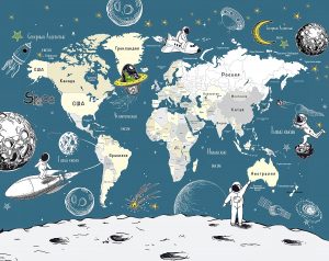 Фотообои Карта мира космическая