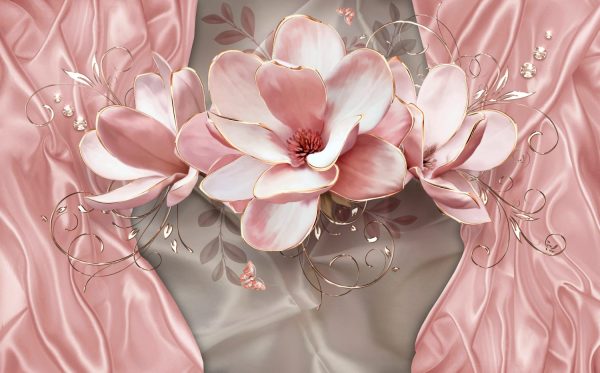 Фотообои Розовый цветок на шёлке
