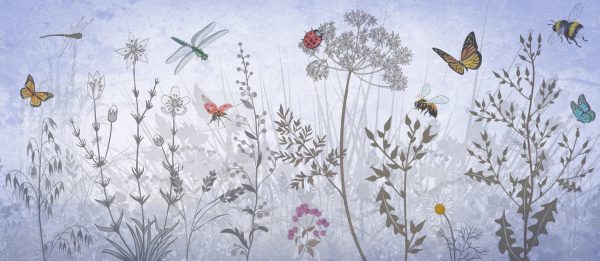 Фотообои Нарисованные полевые цветы