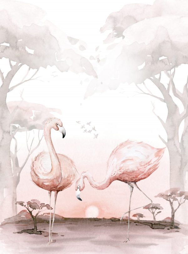 Фотообои Фламинго на фоне заката