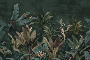 "Фотообои Темные изумрудные тропические листья"